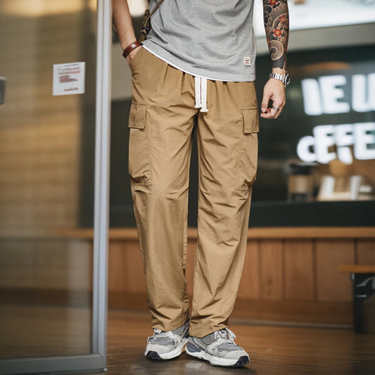 Maden Men Vintage Waterproof Cargo Pants Outdoor Baggy Multi-pocket Trousers Casual Straight Pants Spring and Autumn Plus Size